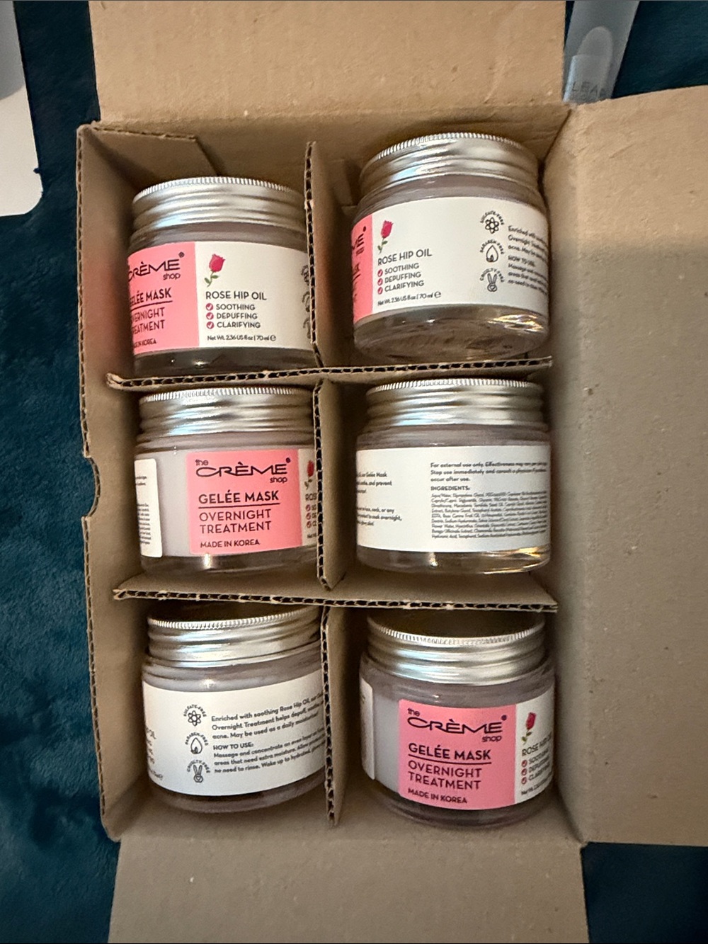 The Crème Shop Pink Gelée Overnight Mask - Rose Hip Oil Hydrating Treatment x6